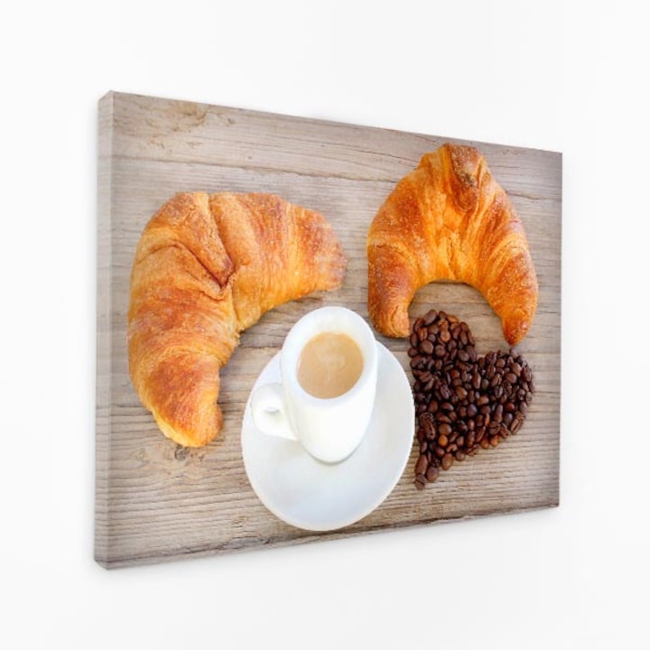 Комплект от три платна - кафе и кроасан сутрешна закуска - 150x100 см