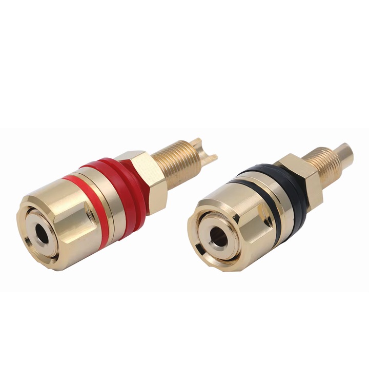 2 db arany banán dugós készlet 4mm-es hangszórókhoz, SE, mérete 15,7x12mm