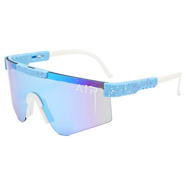 Ochelari sportivi MAXAIR ST-MAX8, UV400, albastru/white, cu etui si stergator