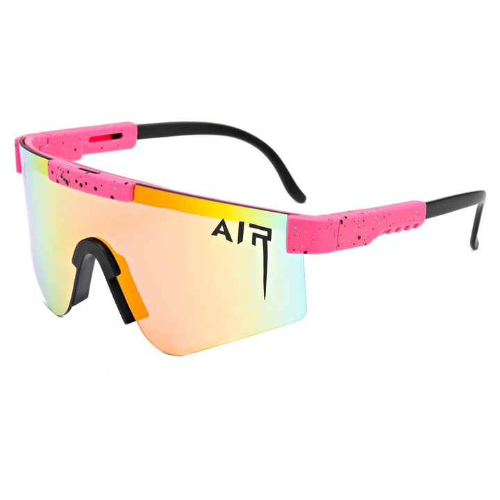 Ochelari sportivi MAXAIR ST-MAX8D, roz/negru, lentile tecsoase cu filtru UV 400, set cu etui si stergator