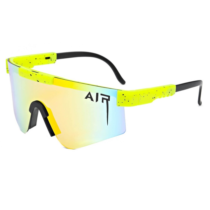 Ochelari sportivi MAXAIR ST-MAX8J, galben neon/negru, lentile colorate cu filtru UV 400, set cu etui si stergator