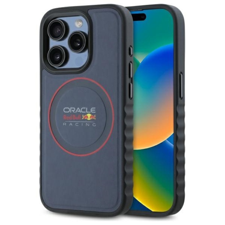 Telefontok iPhone 15 Pro Max 6,7", Red Bull, MagSafe, Eco-bőr, sötétkék telefonhoz