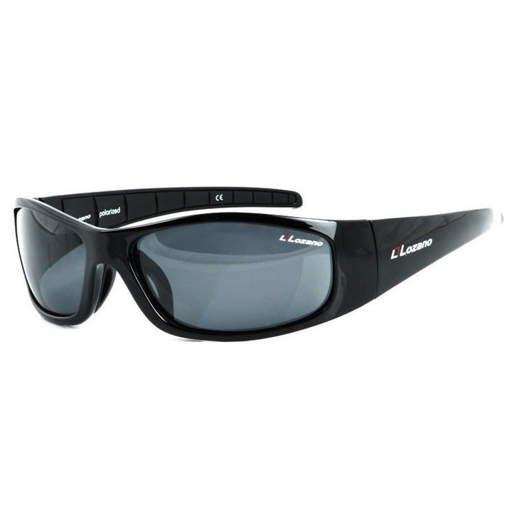 Ochelari de soare sportivi, Lozano, LZ-101, polari, negru, 12.8x3.9cm, set cu etui, sac si carpa