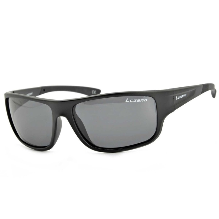 Ochelari de soare sportivi Lozano LZ-128, polari, negru, set cu etui, laveta si sac pentru ochelari