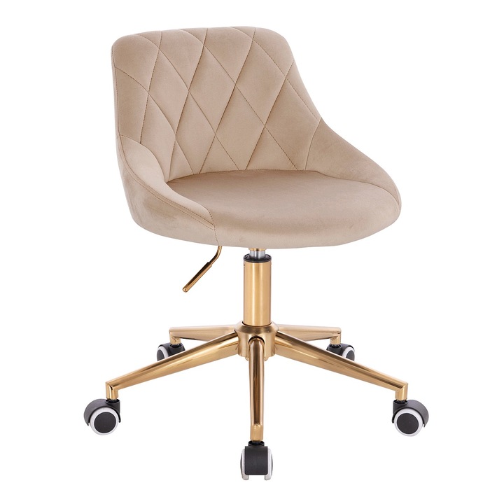 Scaun de birou, Votana, HR1054K, Catifea, Baza Aurie, Latte