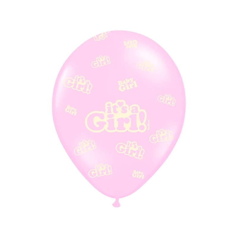 Baloane latex, 30cm, inscriptionate It's a Girl, roz, 5buc