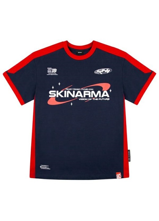 Мъжка тениска Skinarma Halo, тъмносиня, 100% памук, модерен дизайн, овърсайз кройка