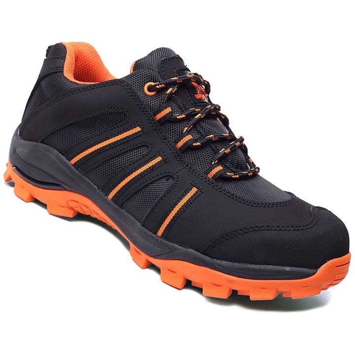 Pantofi De Lucru Cu Protectie, Urgent, Certificata CE, Material Respirabil, Tesatura, Textil/Piele ecologica, Negru, 44