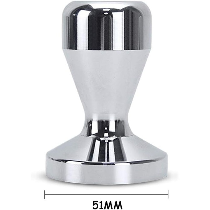 Tamper espressor 51mm, Caltucus Core®, inox, baza plata, maner ergonomic, pentru cafea