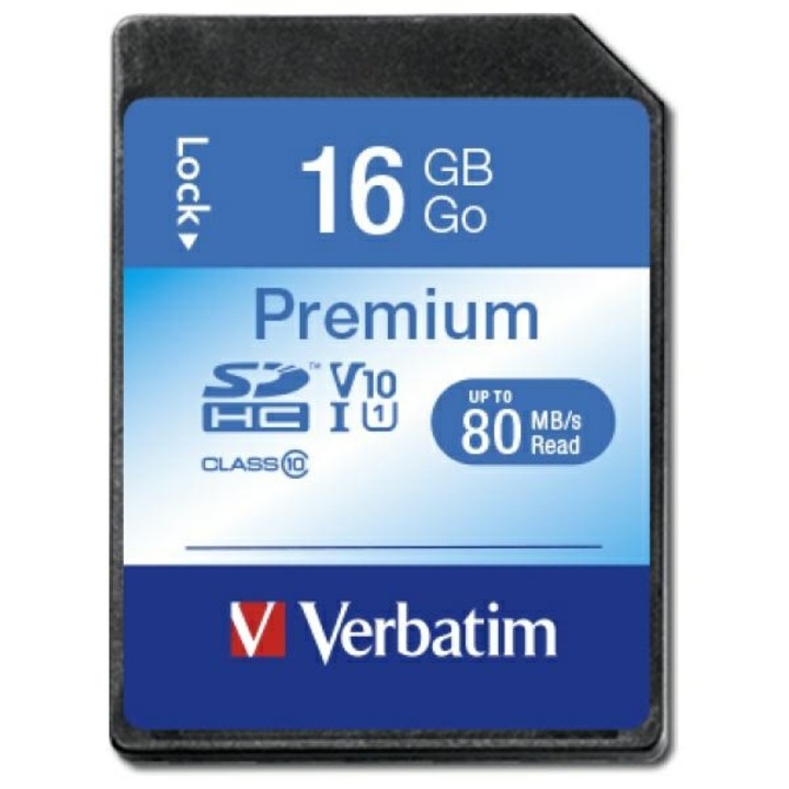Carda memorie Verbatim Karta Premium U1 SDHC 16GB V10, 80MB/s, neagra