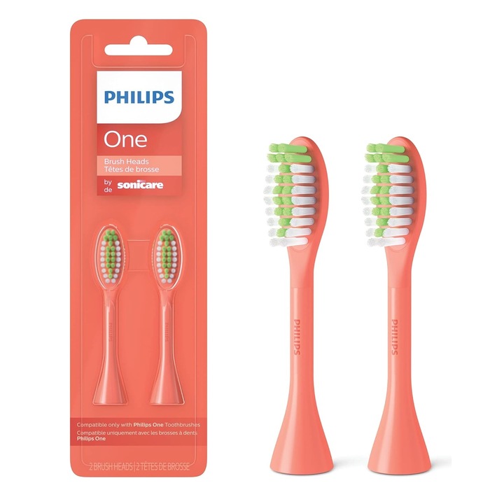 Elektromos fogkefe fejek Philips One by Sonicare, 2 db, korall