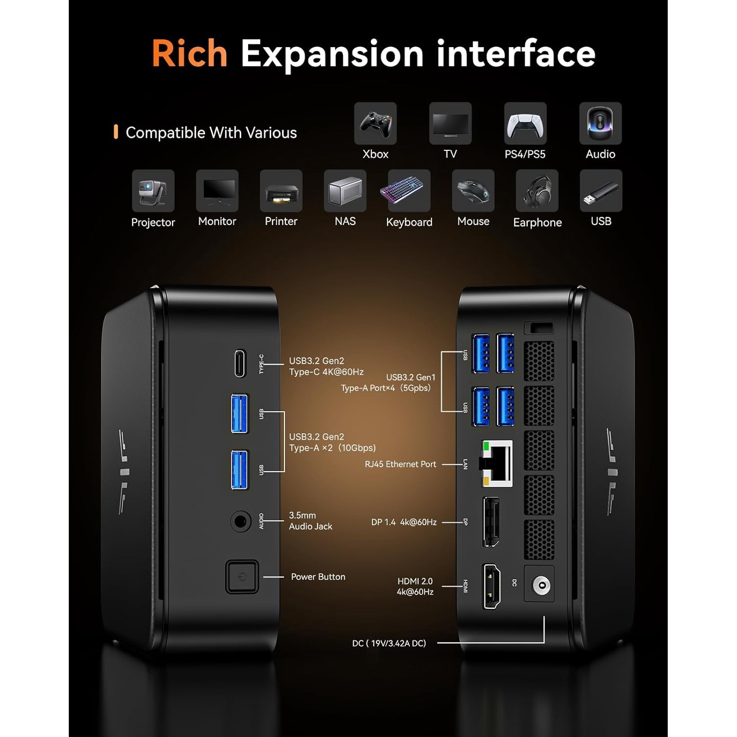 Mini PC NiPoGi cu procesor AMD Ryzen 5 7430U, pana la 4, 3GHz