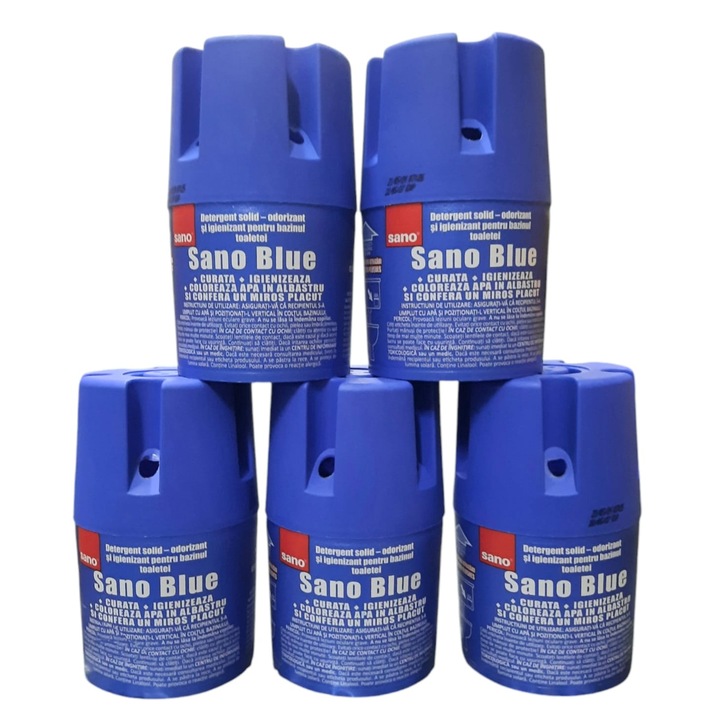 Sano szilárd légfrissítő készlet WC-tartályhoz, kék, 150g, 5 db