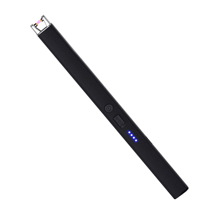 USB електрическа запалка, модерен дизайн, ветроустойчива, без газ, черна, за многократна употреба и преносима