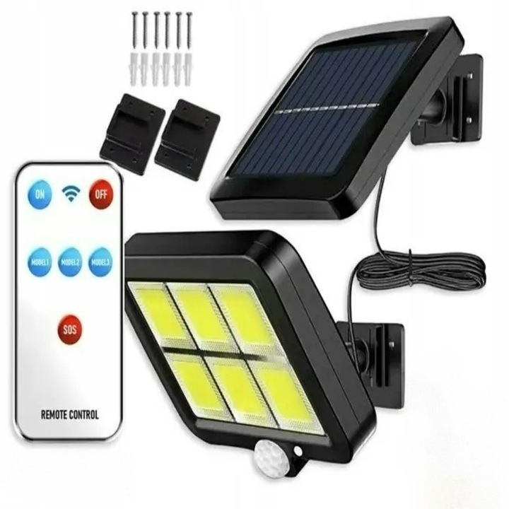 Lampa Solara De Exterior/Interior Cu Senzor De Miscare, Telecomanda, Reglabila, 6 Led COB