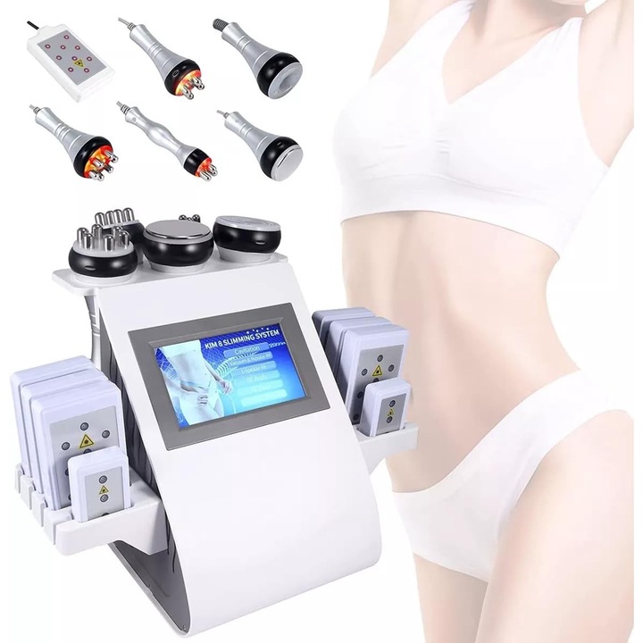 Професионален 6 в 1 Lipolaser уред - вакуум, бързо отслабване, 40K кавитация, антицелулит, радиочестота, мултиполярен RF, ремоделиране на тялото, премахване на мазнини, третиране на целулит, масаж на лице и тяло