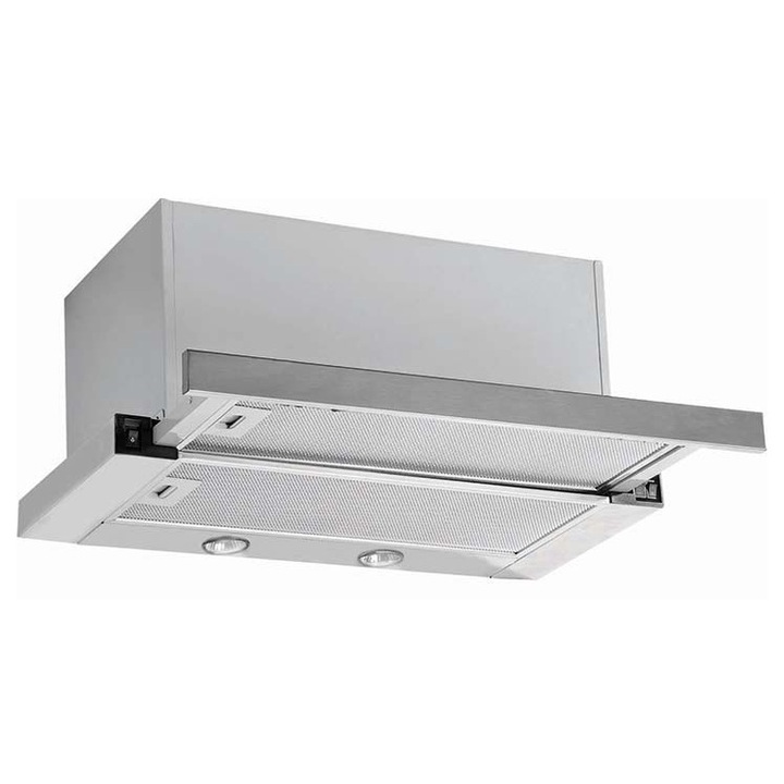 Hota telescopica Vivax CHO‑60PT100T B, 59, 5 cm, 100 W, 2 trepte, filtru aluminiu lavabil, iluminare LED, Negru