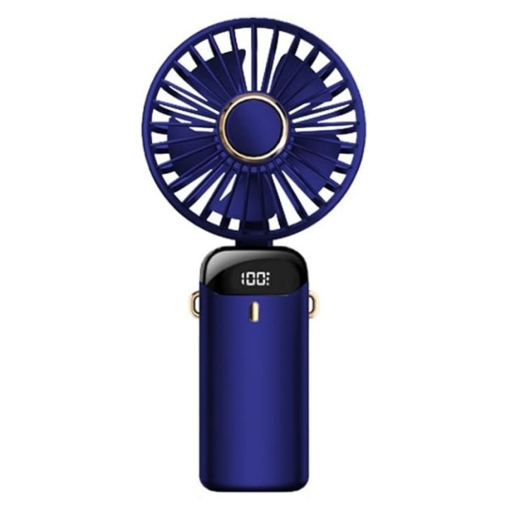 Ventilator portabil EJANBO, pliabil, 5 viteze, 190g, albastru inchis