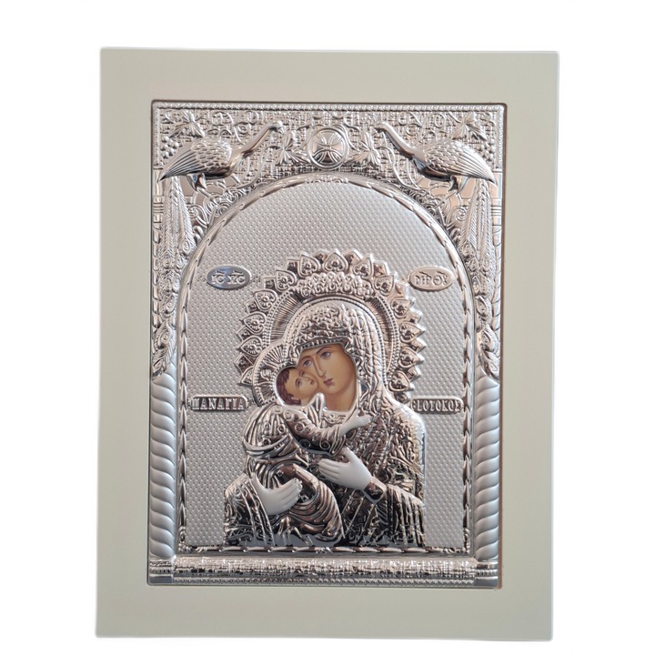 Ezüst ikon Istenanya a Gyermekkel 31 x 24 cm