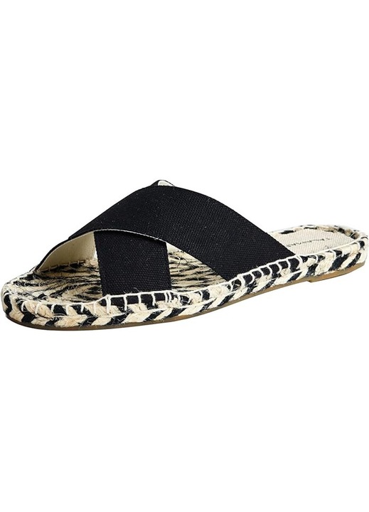 Espadrile dama TALAMANTRA, negru, tesatura canvas, talpa cauciuc natural si iuta