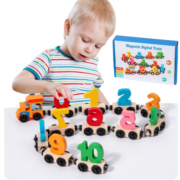 Joc magnetic Tren, Matematica distractiva, MzcrJosv ®, jucarie educativa, numarare, dezvolta abilitatile de memorare si inteligenta, multicolor， 3+ ani