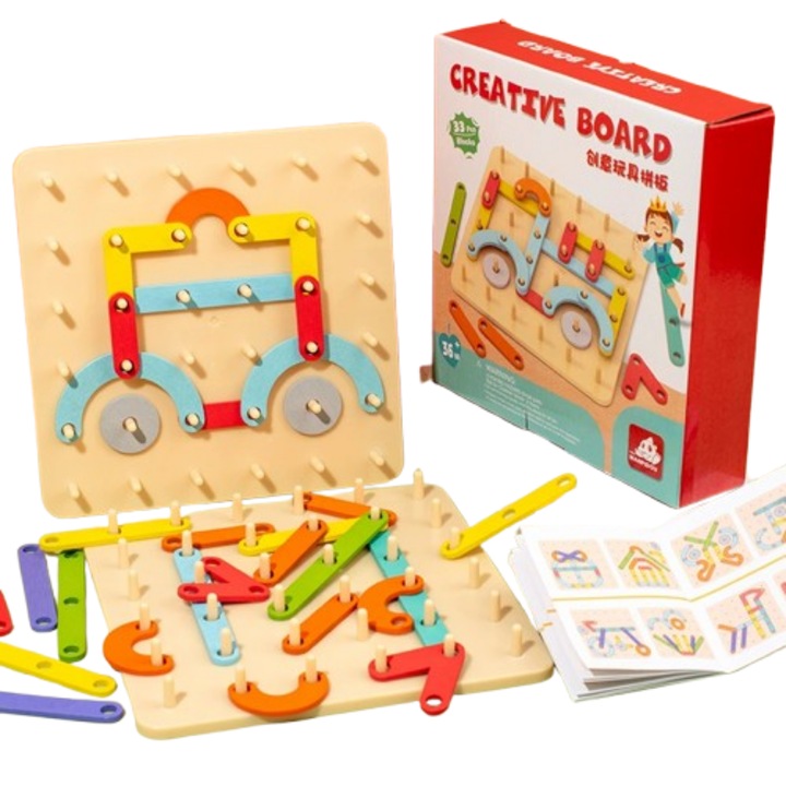 Oktató fajáték, 33 db természetes ökofából, MzcrJosv ®, puzzle, geometriai formák, memóriakészségeket és intelligenciát fejlesztő, sokszínű, 4+ év