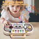 Jucarie educativa Montessori, MzcrJosv ®, Busy Board din lemn pentru copii, Panou interactiv cu circuit electric, butoane, inregistrare vocala si LED-uri, Dezvoltare abilitati practice si cognitive, 29*17.8*4.7cm, Multicolor