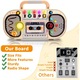 Jucarie educativa Montessori, MzcrJosv ®, Busy Board din lemn pentru copii, Panou interactiv cu circuit electric, butoane, inregistrare vocala si LED-uri, Dezvoltare abilitati practice si cognitive, 29*17.8*4.7cm, Multicolor