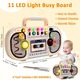 Jucarie educativa Montessori, MzcrJosv ®, Busy Board din lemn pentru copii, Panou interactiv cu circuit electric, butoane, inregistrare vocala si LED-uri, Dezvoltare abilitati practice si cognitive, 29*17.8*4.7cm, Multicolor