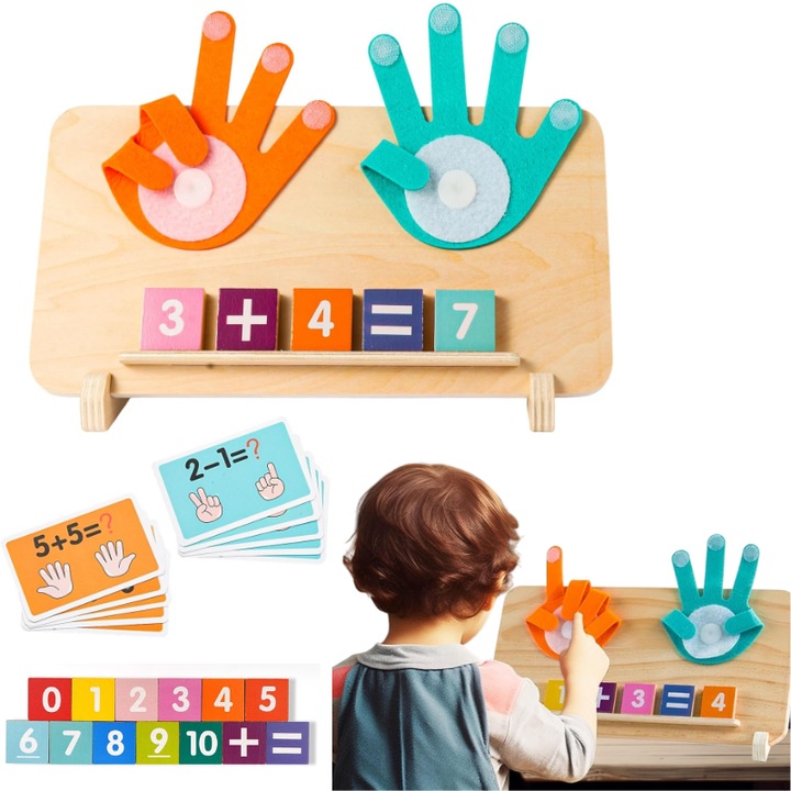 Jucarie Montessori educativa, MzcrJosv ®, joc matematic din lemn pentru dezvoltarea abilitatilor de numarare, stimulare a creativitatii si atentiei, abilitati senzoriale, culori vii si forme diverse, potrivit pentru copii 3+ ani