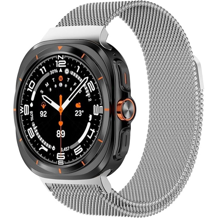 Curea smartwatch, Pentru Samsung Galaxy Watch Ultra 47mm (2025/2024), Matcheasy, Milanese, Argintiu