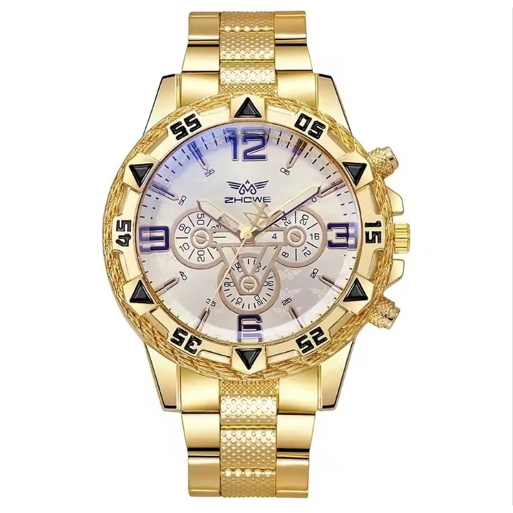 Ceas LUXURY QUARTZ, stil business, carcasa de aluminiu, 3 cadrane