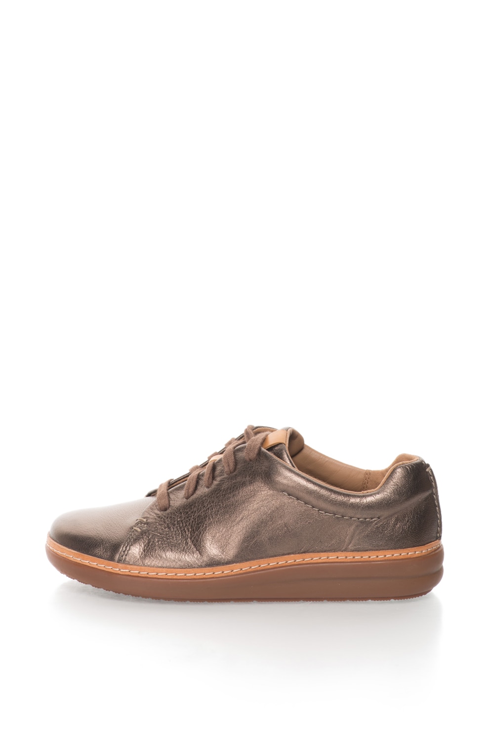 Clarks, Pantofi casual de piele Amberlee Crest, Maro bronz inchis