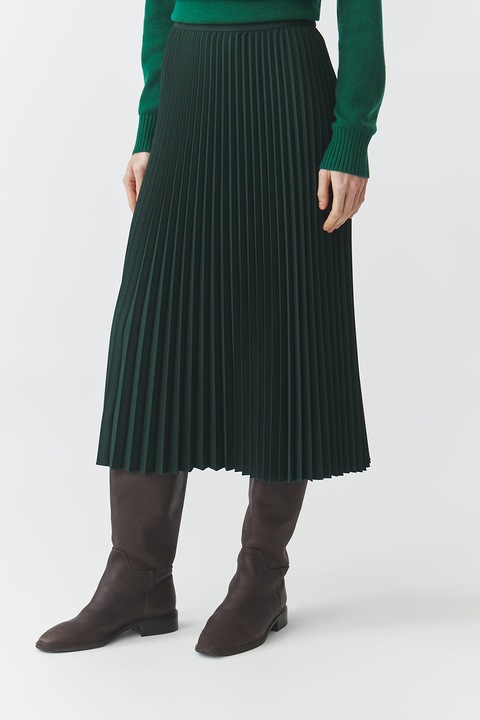 Tatuum, Fusta midi cu pliuri, Verde padure
