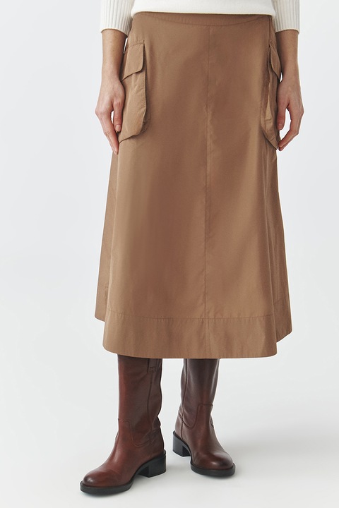 Tatuum, Fusta midi evazata cu buzunare cargo, Maro nisip