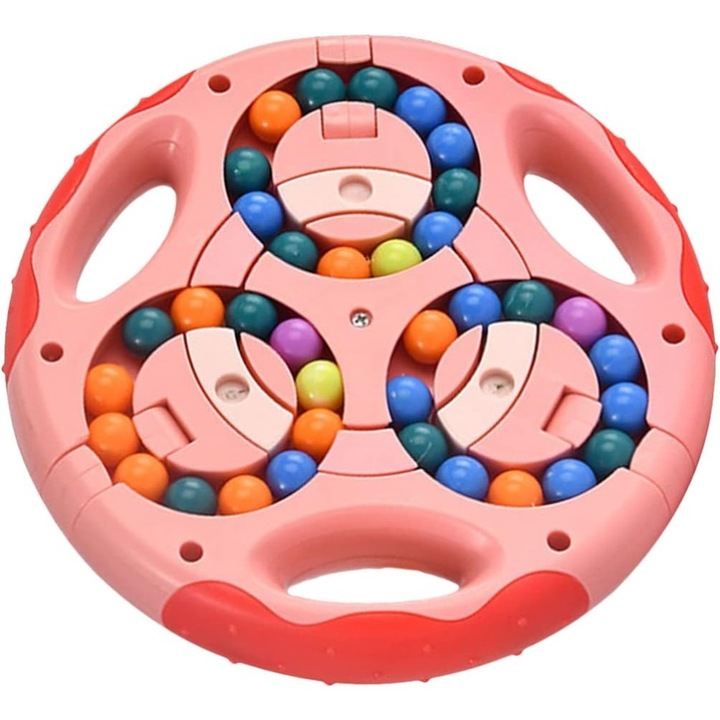 Jucarie senzoriala rotativa, margele magice colorate pentru autism, adulti, copii, roz