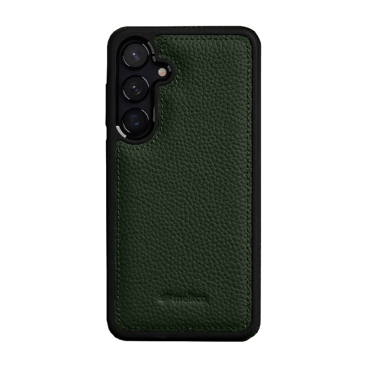 Husa Melkco din piele naturala pentru Samsung Galaxy S24 Plus, Business Series, Calitate Premium, Handmade, Verde inchis