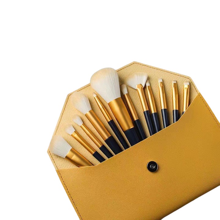12 részes sminkecset készlet, mesterséges sörtéjű, kék, 20cm, arcra és szemre
