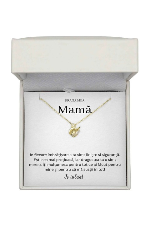 Colier Lebada Argint 925 Placat cu Aur 14K cu Mesaj - Cadou Mama - The Jewel Heart