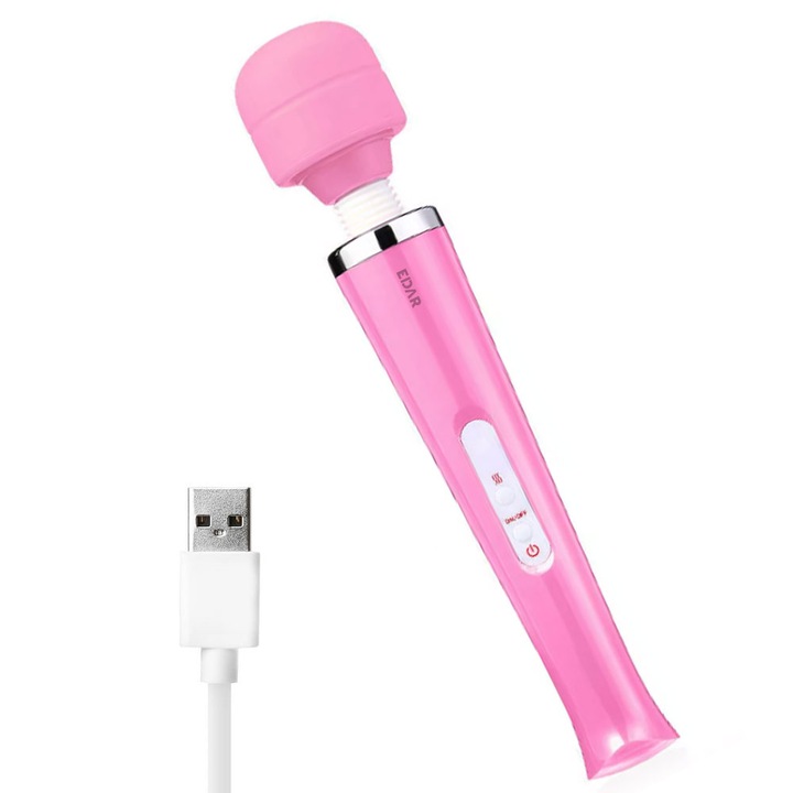 EDAR vibrátor, hajlékony fejű csiklóstimulátor, finom szilikon, 10 sebesség, USB töltés, vízálló, 32x6 cm, halk, rózsaszín