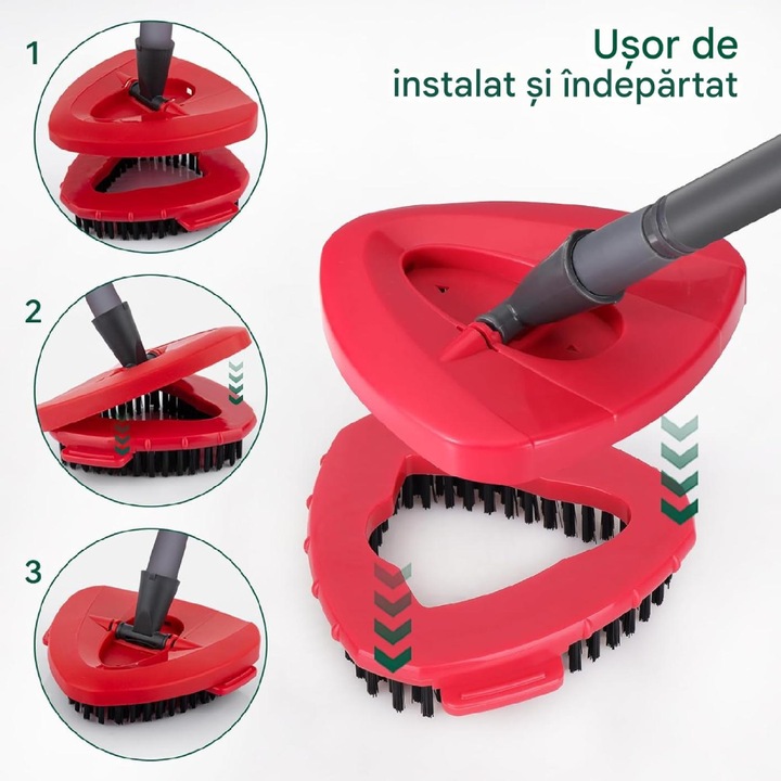 Perie PAA-home®, culoare rosie, compatibila cu Vileda spin / O-cedar/ Easy wring