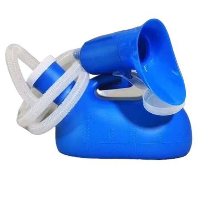 Urinar portabil 2 in 1, capacitate 2000ml, pentru barbati si femei, albastru
