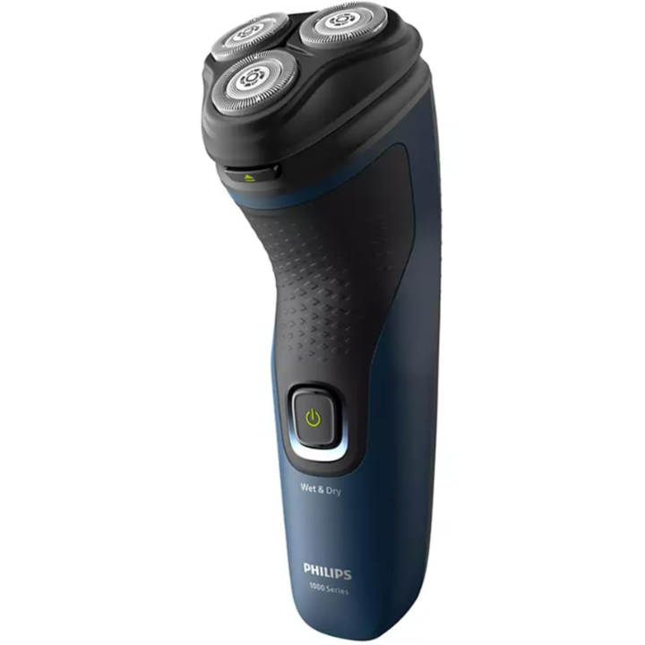 Електрическа самобръсначка PHILIPS Shaver Series 1000 S1151/00, мокро и сухо бръснене, без кабел, гъвкави глави, самонаточващи се ножчета, 40 мин., калъф, синьо