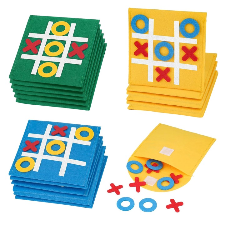 Комплект от 18 настолни игри Tic Tac Toe, стратегическа игра Tic Tac Toe, преносим, многоцветен, 12x12 см