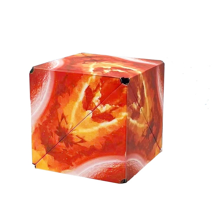 Магнитна интерактивна играчка, Триизмерна геометрия, 3D пъзел Magic Infinite Flip Cube, 70 различни форми, Деца и възрастни, 6x6x6 см, Слънчева система