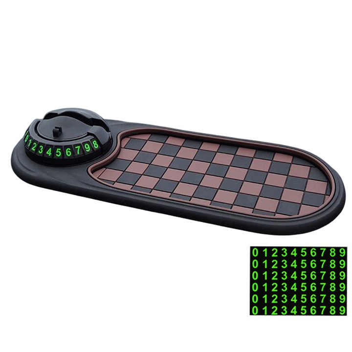 3 в 1 поставка за телефон за кола, с паркинг плоча и противоплъзгаща подложка, MorFansi®, въртене на 360⁰, многофункционална, черно/кафяво