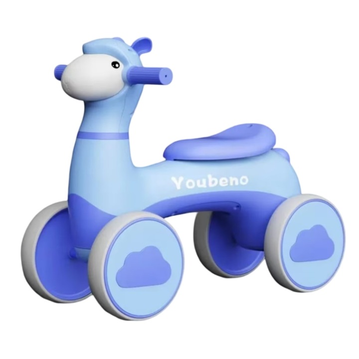 Masinuta fara pedale pentru copii Mixbo, cu 4 roti, plastic rezistent, Sheep, 1.5 ani +, albastru