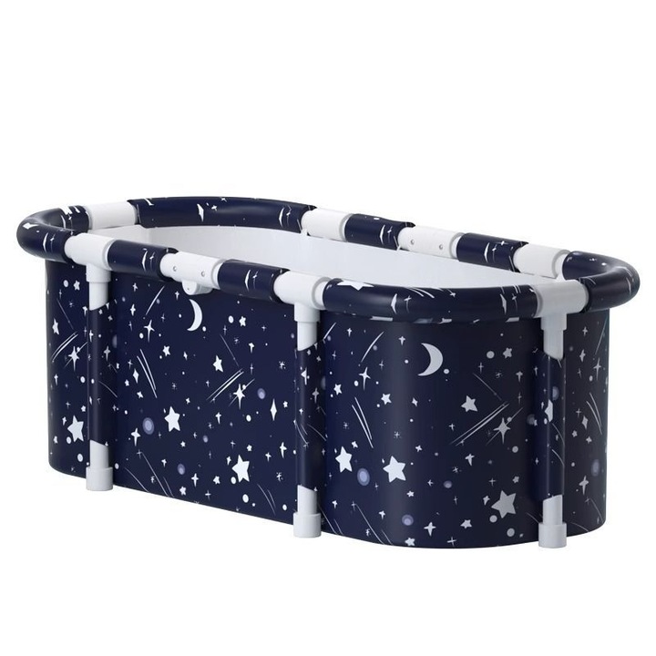 Сгъваема вана, Influential Tech, преносима, подходяща за топла или студена вода, синя, 120 cm x 55 cm