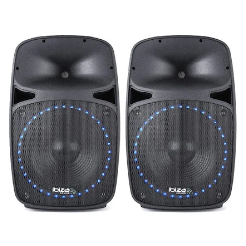 Set boxe sonorizare active 2X15 inch 2X500 W USB/SD/BT, 2 stative, microfon