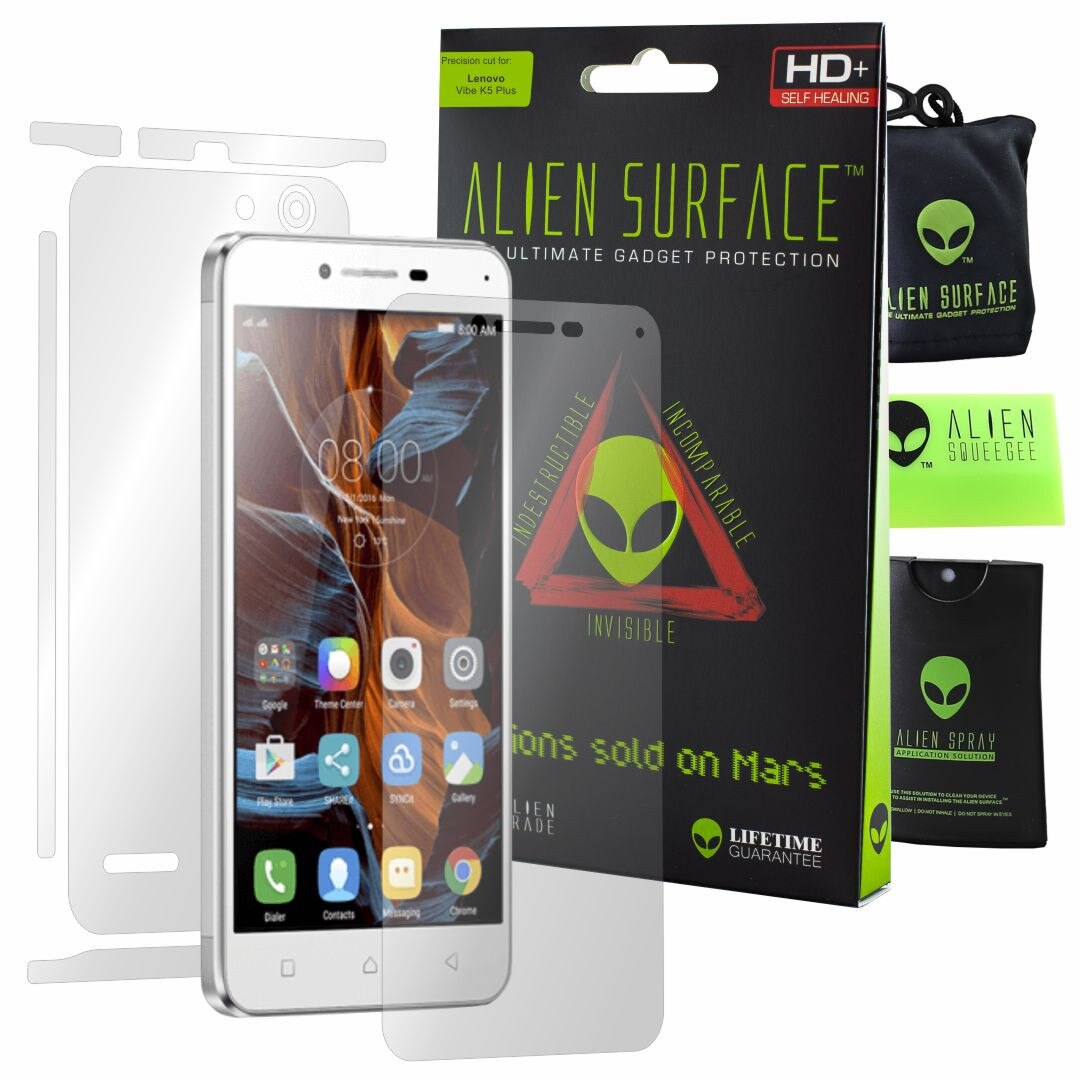 Folie Alien Surface HD, Lenovo Vibe K5 Plus, protectie ecran, spate, laterale + Alien Fiber Cadou